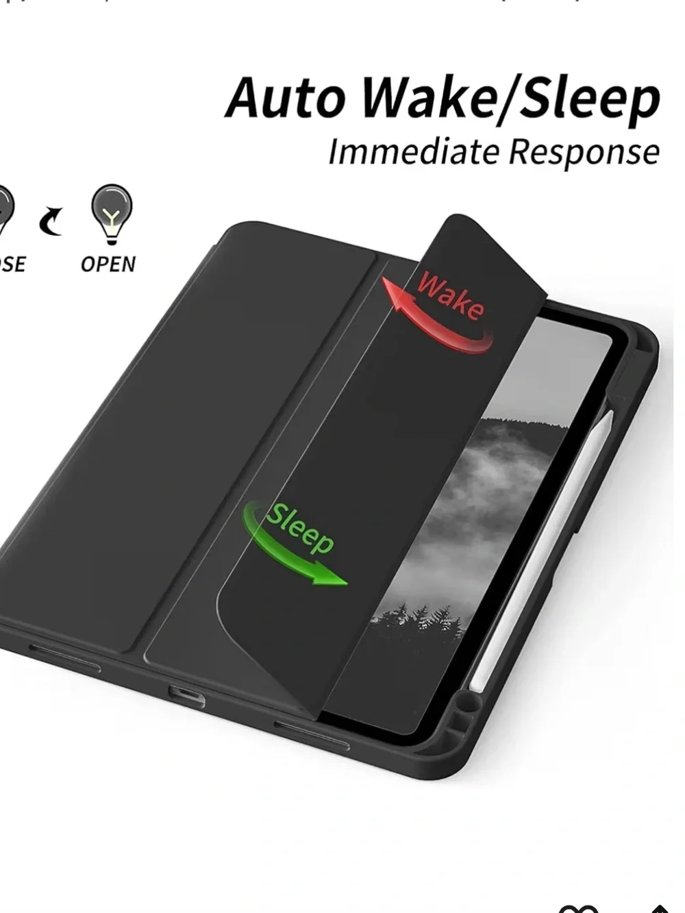 Black iPad Pro/Air Case with Apple Pencil Holder